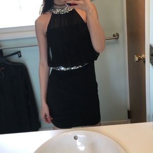 Black homecoming or prom dress with jewels